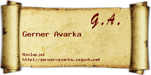 Gerner Avarka névjegykártya